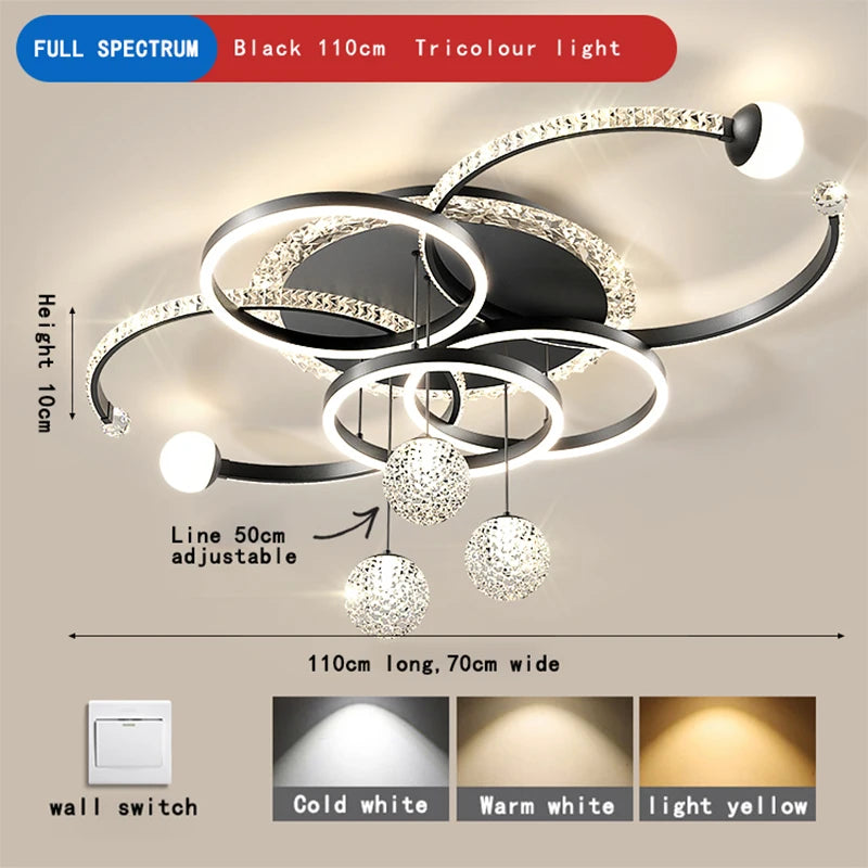 Living room main lamp chandelier New light luxury bedroom lamps Modern simple crystal living room lamp ceiling light