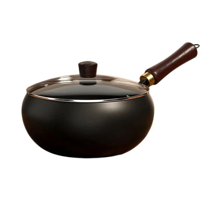 Big Belly Pot Uncoated Hand-Made Iron Pot Household Cooking Pot Non-Stick Pot Kitchen Gas Stove Induction Cooker Universal