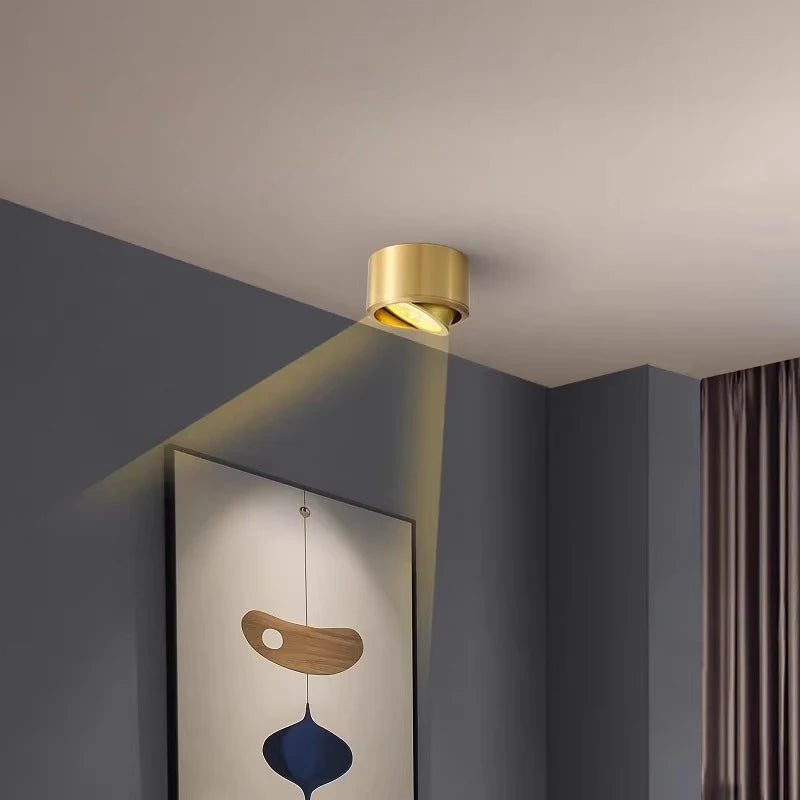 Living Room Background Wall LED Tube Light Adjustable Angle Surface Mounted Copper Spotlight Corridor Fitting Room Ceiling Light