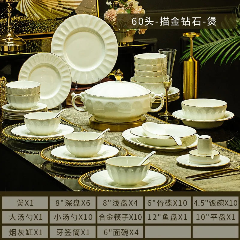 Ceramic dishes tableware set, hotel relief dishes