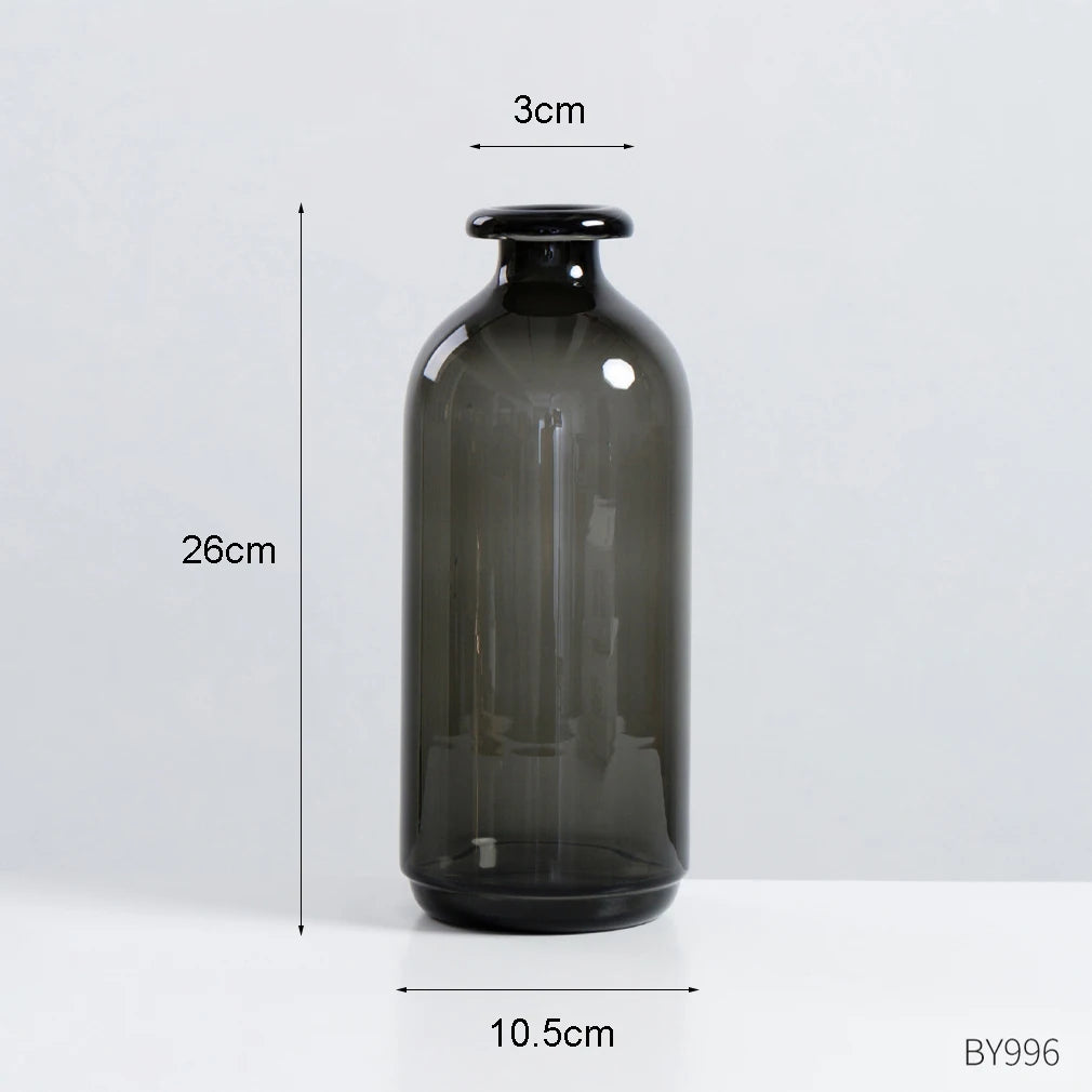 Nordic Glass Vase Black Flower Vases Home Decoration Accessories Living Room Decor Vase Decoration Household Transparent Vases