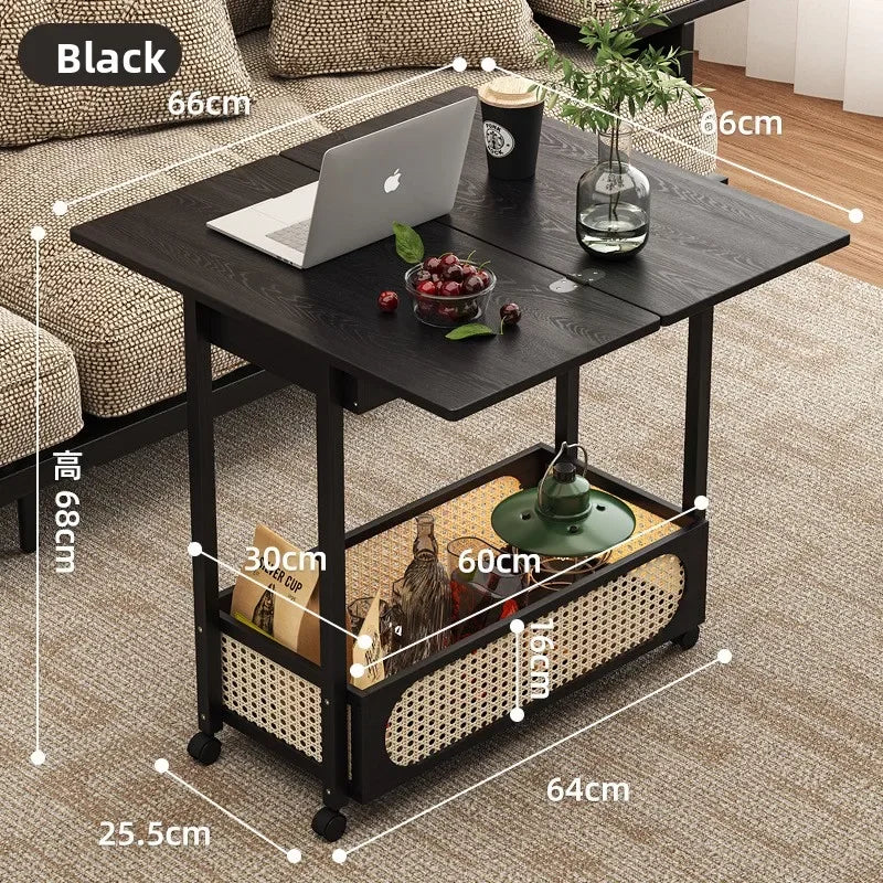 Household Goodstrolley With Wheels Movable Folding Coffee Table Living Room Sofa Side Table