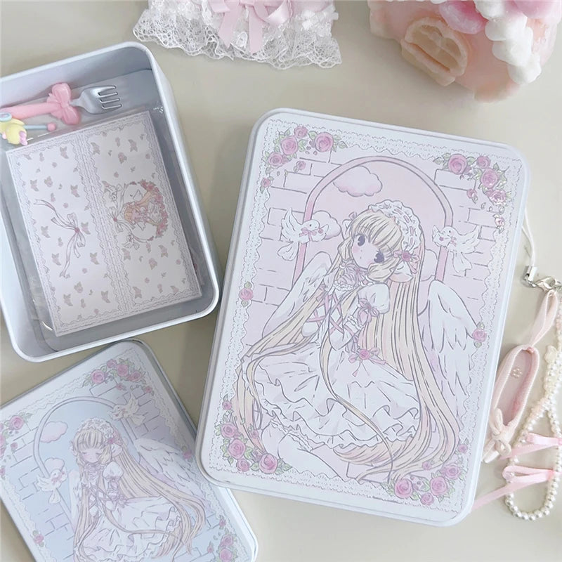 Iron Storage Box Cute Cartoon Girl Desktop Sundry Storager Organizer Kawaii Jewelry Box Pink Floral Container Home Decor