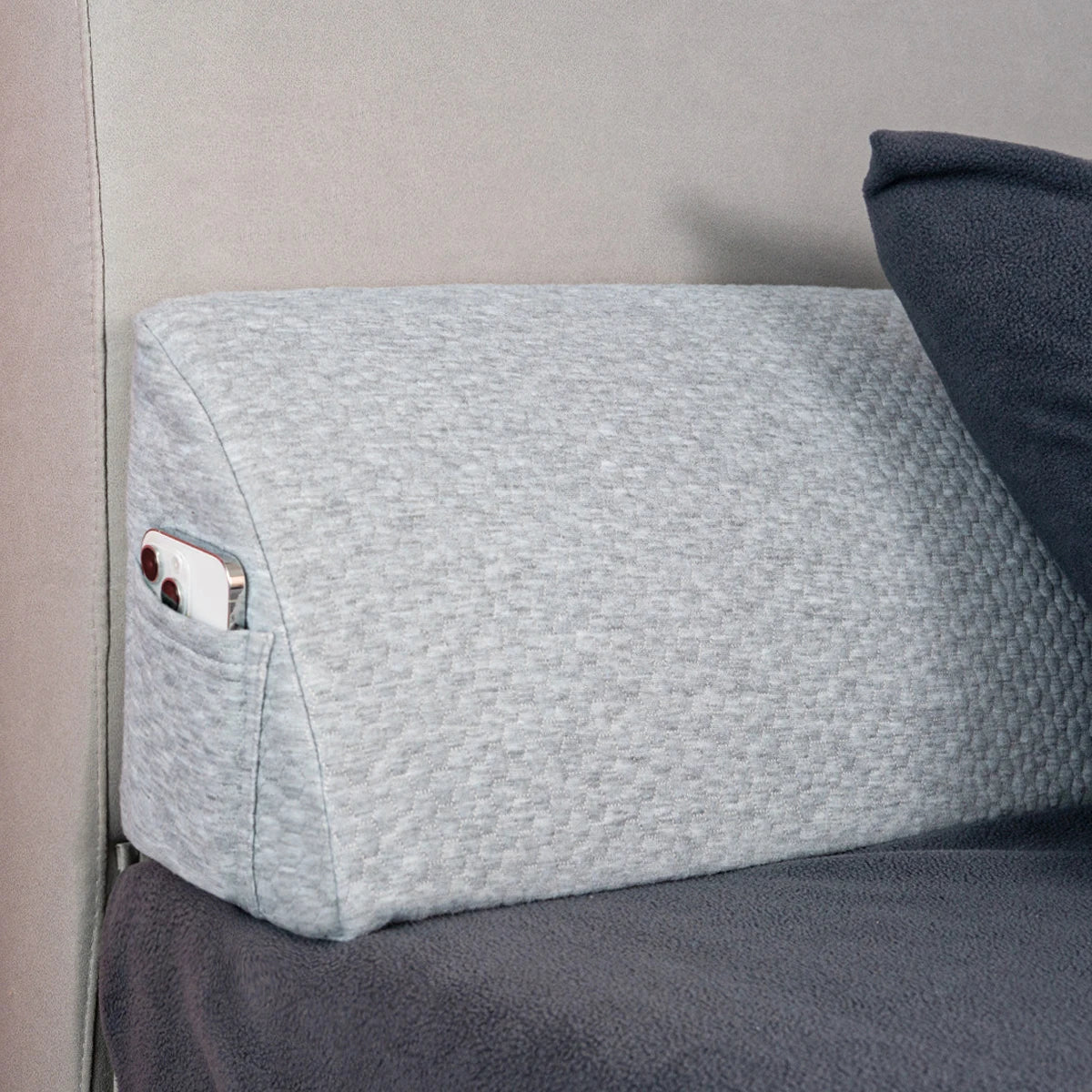 1Pc Bed Gap Filler Bed Wedge Pillow Headboard Pillow Memory Foam Material Mattress Gap Filler with 2 Side Large Pockets