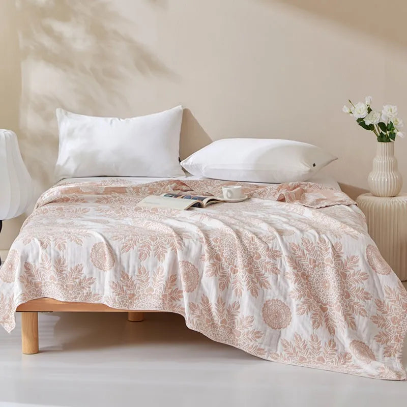 Cotton Gauze Blankets Muslin Bedspread for Bed Summer Double Couple Towel Quilts King Size Bed Covers Plaid Blankets Bed Sheet