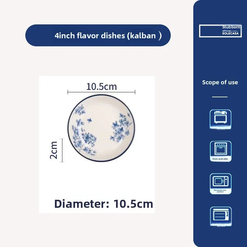 High-end Ceramic Dinnerware Set Chinese Style Rice Bowls Plates Dishes Glaze Color Soup Bowls