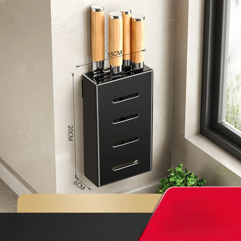 Kitchen knife storage box, knife holder, non-perforation, wall-mounted rack, kitchen items,kitchen accessories organizer