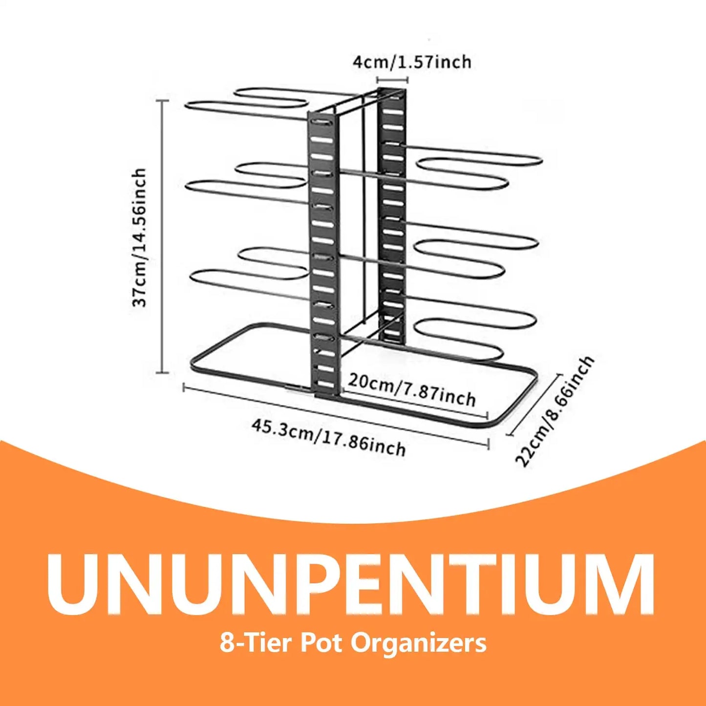 8-Tier Adjustable Pot Rack Organizer Rack Space-saving Cabinet Holder Durable Meta Adjustable Pots Pans lids Kitchen Tool