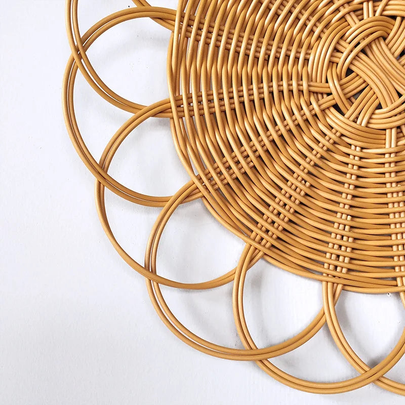 Bohemian Imitation Vine Wall Hanging Pendant Hand Woven Flower Shape Ornaments Crafts Room Living Room Background Wall Decor