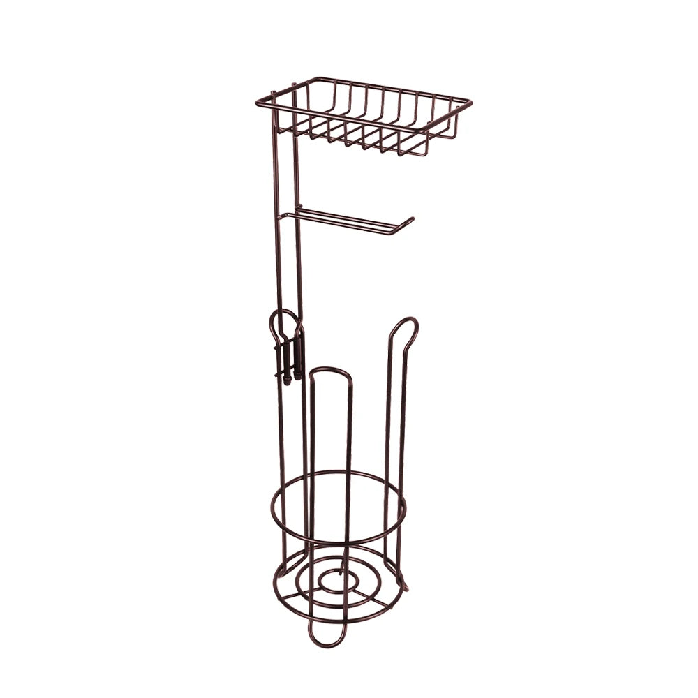Bathroom Paper Roll Vertical Storage Basket Toilet Paper Holder Stainless Steel For Phone Tissue Multifunctional Storage Shelf