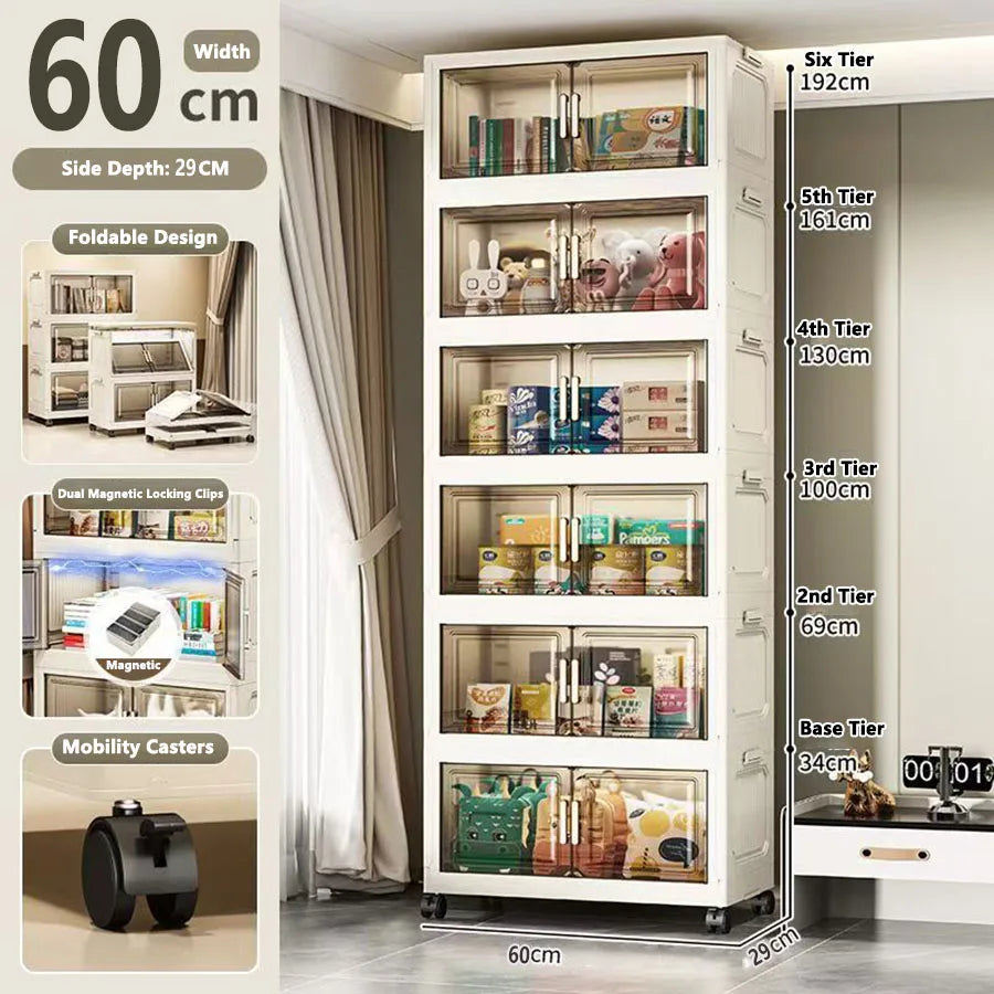 Multi-specification Large Capacity Storage Cabinet with Open Door Multifunction Foldable Closet Organizer Sundries Cabinet