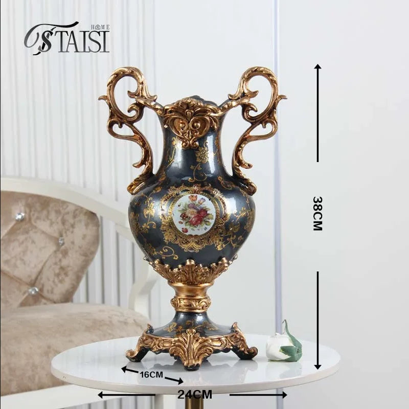 European luxury double ear vase, home living room foyer desktop decoration, handicrafts and decorations