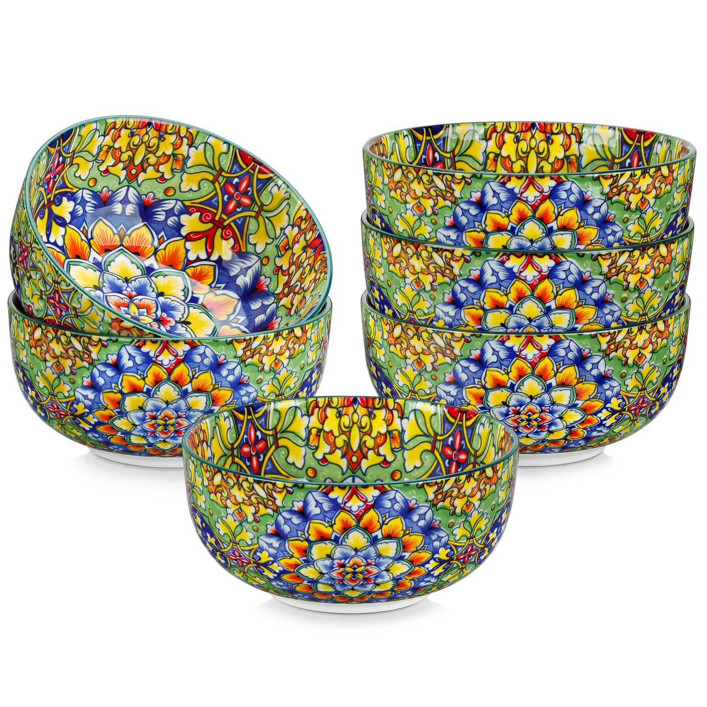 vancasso 6/12 Piece Cereal Bowls Set 28 Oz Ceramic Soup Bowls Bohemian style for Salad/Pasta/Rice/Oatmeal/Fruit/Cereal for 6