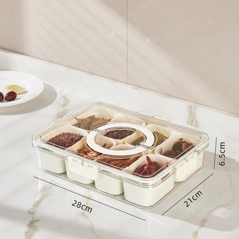 Storage Container Divided Serving Tray With Lid And Handle Snack Sealed Box Kitchen Organizers And Storage Kitchen Accessories