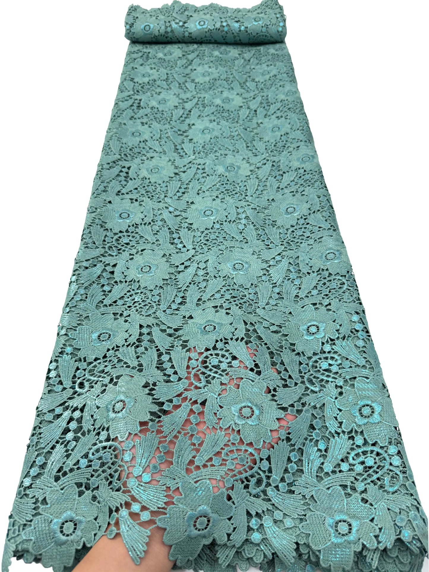 African Nigerian High-Quality Cotton Wedding Tulle Lace Fabric Hot Stamping Water Soluble 5 Yards for Party Dresses Sewing