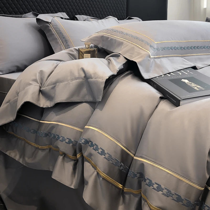 200s Long-Staple Cotton Four-Piece Set Pure Cotton 100% Cotton Bed Sheet Quilt Cover European-Style Luxury High-End Household