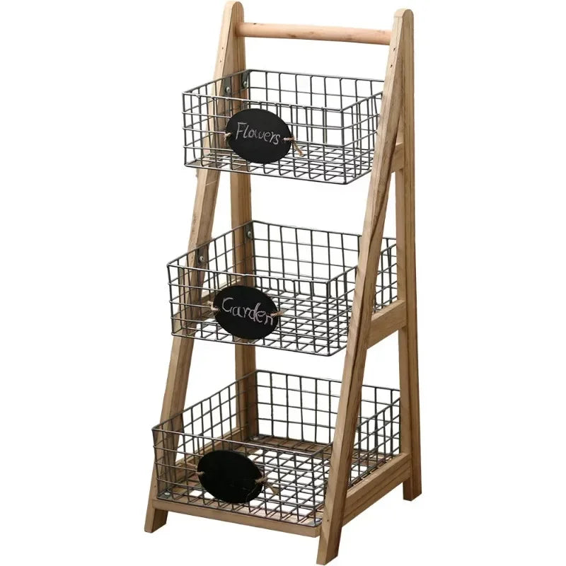 Retro Trapezoidal Storage Rack Multi-layer Iron Shelf Decoration Snacks and Sundries Organize Shelf Plant Potted Flower Stand