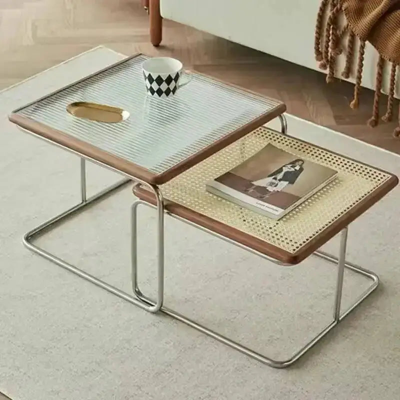 New 2023 Ins Style Household Living Room Tea Table Modern Simple Vine Center Stainless Steel Dressing Tea Table DropShipping