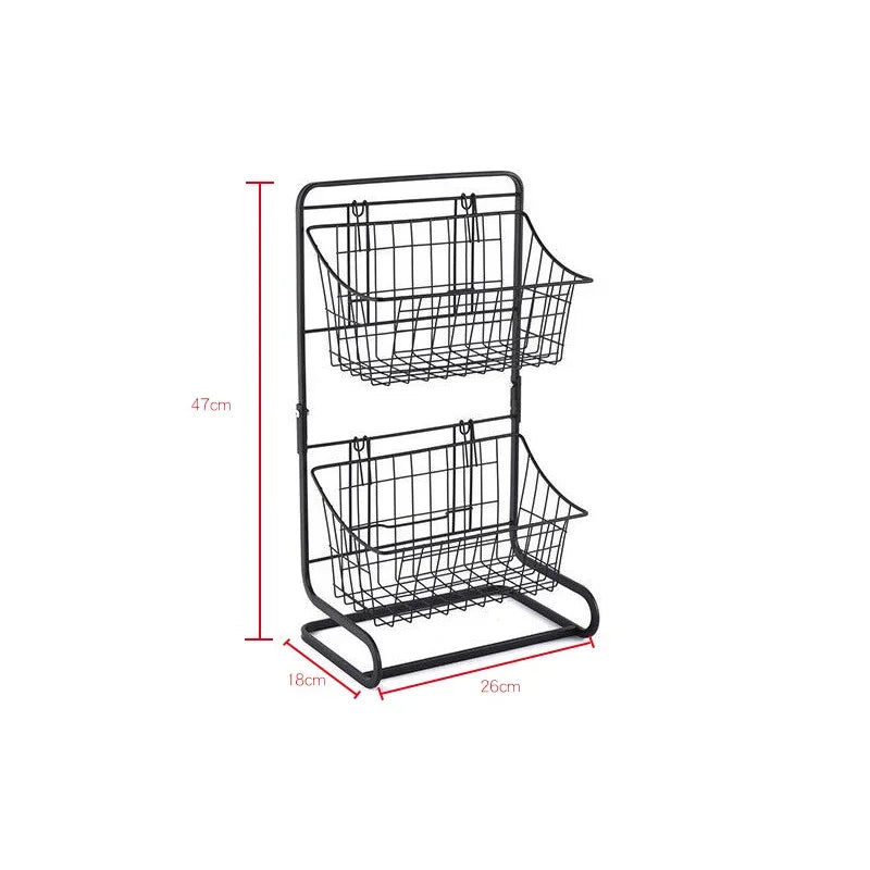 Iron Storage Shelf Rack for Kitchen Seasoning Organizer Fruits Holder Double Layer Assembly Bathroom Cosmetic Storage Basket