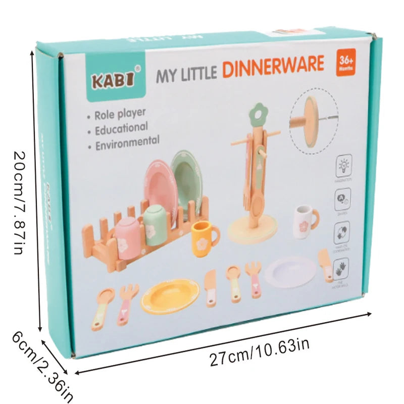 Baby wooden toy Kitchen toy wooden tableware set toy baby role play Educational Cosplay preschool toy gifts for kids