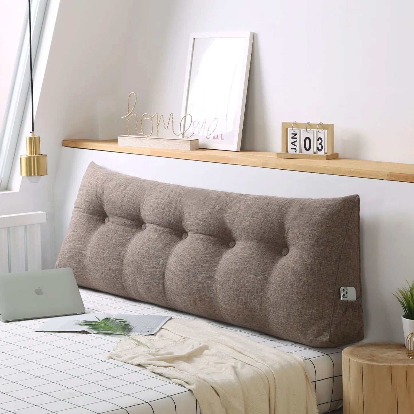 Large Triangular Headboard Wedge Bed Rest Reading Pillow Backrest Positioning Support Bolster Cushion with Removable Cover