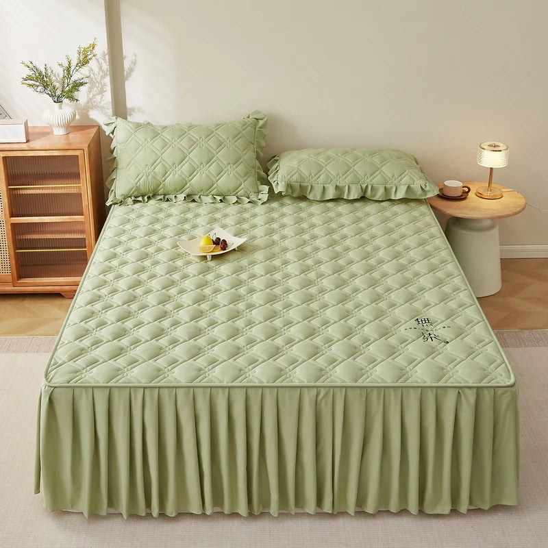 MissDeer 1pc Bed Skirt Thick Bedspread Solid Color Bed Cover Skin-friendly Bed Linen Home Bedsheet falda de cama (No Pillowcase)