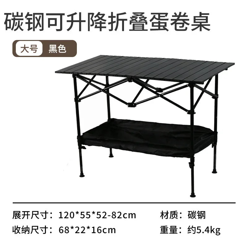 Picnic Camping Adjustable Lightweight Egg Roll Folding Table Outdoor Adjustable Table Camping Mesa Plegable Outdoor Furniture