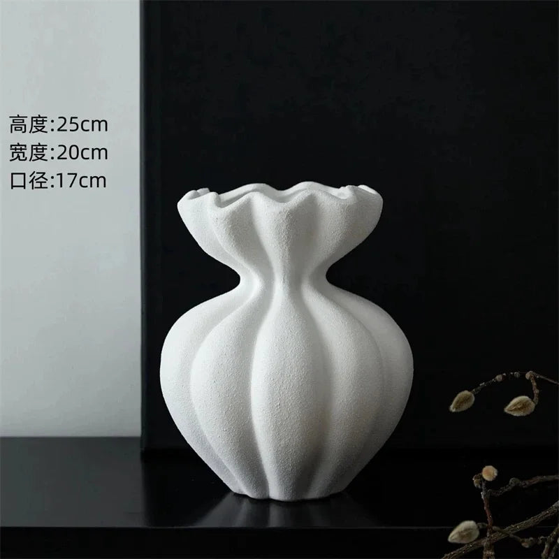 French Ceramic Vase Minimalist Floral Vessel Table Centerpiece Home Decor For Women Gift For Anniversary Birthday