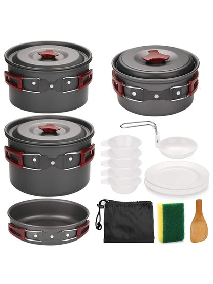 Outdoor 5-6 People Large-Capacity Outdoor Camping Portable Kitchen Set Non-Stick Pan, Suitable For Hiking And Picnic