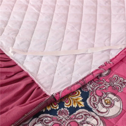 Luxury Velvet Quilted Bedspread Elegant King Queen Bedding Set Short Plush Printing Bed Skirt 1pc Bed Skirt+2pcs Pillowcases