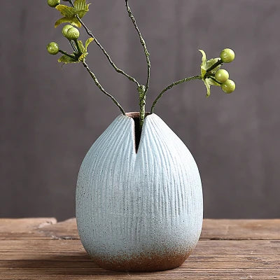 Stoneware zen small vase creative hand-made desktop decoration ceramic flower vase home retro vase Japanese-style vases
