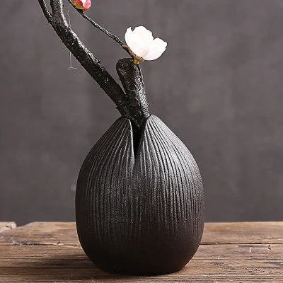 Stoneware zen small vase creative hand-made desktop decoration ceramic flower vase home retro vase Japanese-style vases
