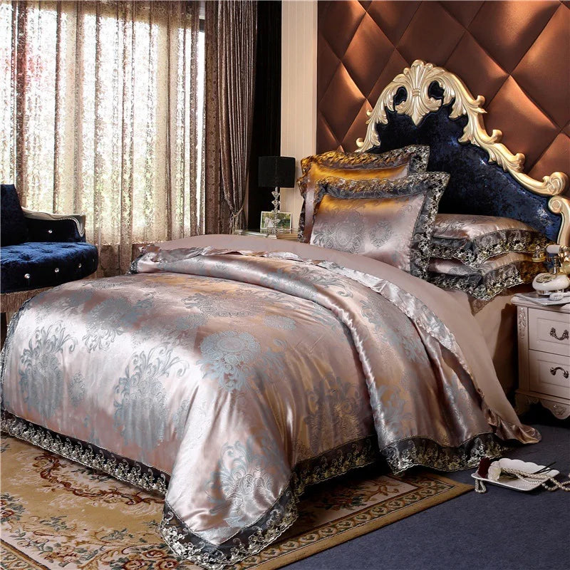 European Style Jacquard Bedding Set Home Comefortable Duvet Cover Quality Quilt Cover And Pillowcase Flower Lace Bedsheet Sets