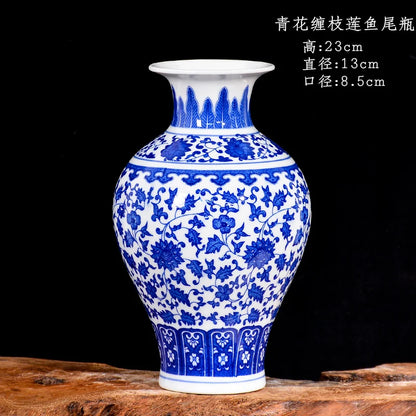 Blue and White Porcelain Vase Decoration living room flower arrangement antique decorative crafts Jingdezhen ceramics vases