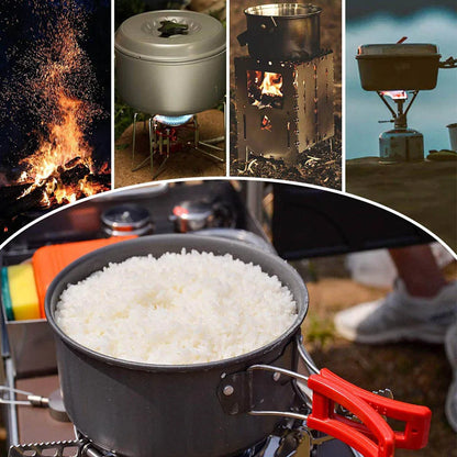 Outdoor cooking 3-4 person picnic set pot, hard alumina portable boiling water, tea frying pan, barbecue meat camping pot