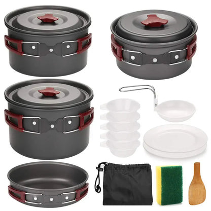 Outdoor 5-6 People Large-Capacity Outdoor Camping Portable Kitchen Set Non-Stick Pan, Suitable For Hiking And Picnic