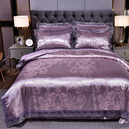 European Style Jacquard Bedding Set Home Comefortable Duvet Cover Quality Quilt Cover And Pillowcase Flower Lace Bedsheet Sets