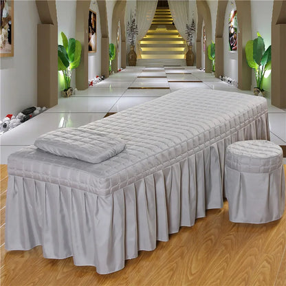 Thick Quilting Bed Skirt Beauty Salon Massage Plaid Bed Cover Sheet Skin-Friendly SPA Bed Full Cover with Hole Sabnanas, 1pcs