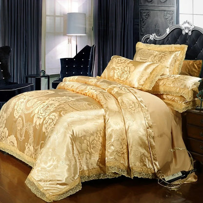 European Style Jacquard Bedding Set Home Comefortable Duvet Cover Quality Quilt Cover And Pillowcase Flower Lace Bedsheet Sets