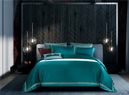 120s long-staple cotton satin cotton light luxury quilt cover four-piece high-end hotel European-style cotton bedding