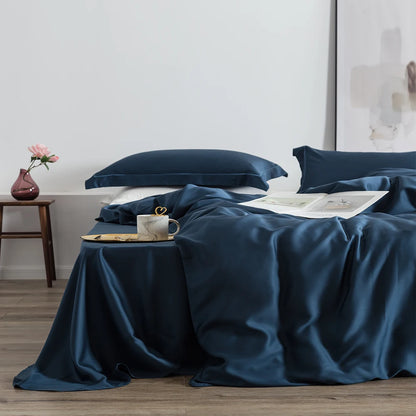 Liv-Esthete Summer Top Grade Nature 100% Silk Pink Bedding Set Women Bed Sheet Quilt Cover Set Pillowcase Queen King Bed Set