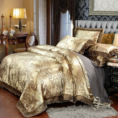 European Style Jacquard Bedding Set Home Comefortable Duvet Cover Quality Quilt Cover And Pillowcase Flower Lace Bedsheet Sets