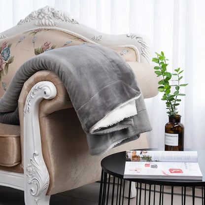 130x160cm Solid Color Travel Bed Sheet Bedspread Sofa Warm and Soft Lamb Velvet Blanket Thick Double Layer Flannel Blanket