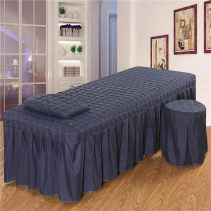 Thick Quilting Bed Skirt Beauty Salon Massage Plaid Bed Cover Sheet Skin-Friendly SPA Bed Full Cover with Hole Sabnanas, 1pcs