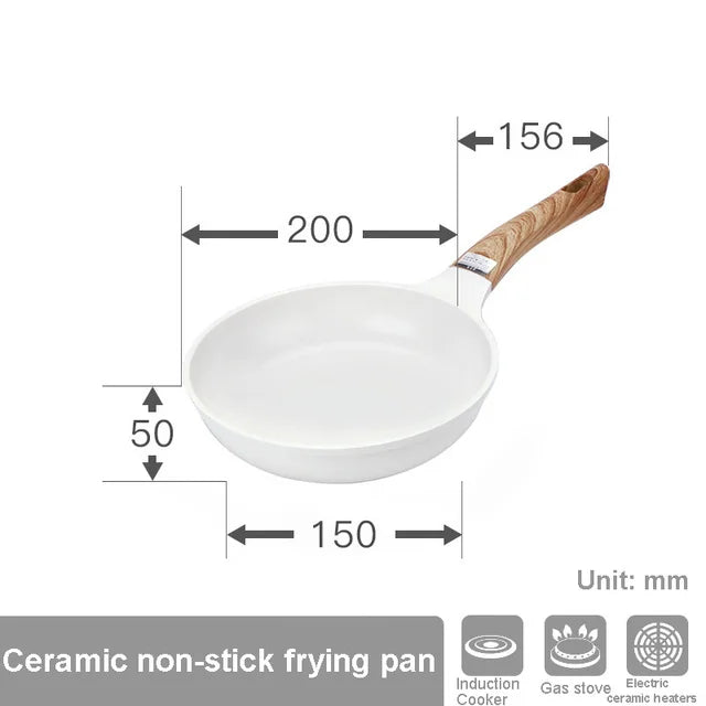 White Ceramic Frying Pan Korean Cookware Set Pot And Non Stick Cooking Pan Set Breakfast Deep Fryer Japanese Kitchen Enamel Pan