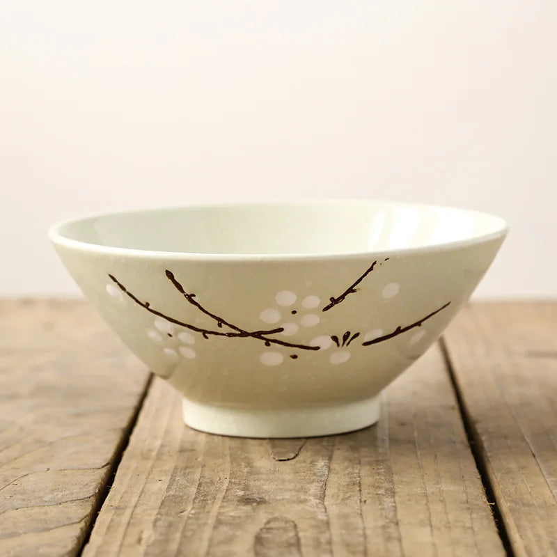 Japanese Style 7-inch Bucket Bowl Hotel Ramen Bowl Sushi Hotel Noodle Bowl Creative Large Snowflake Porcelain Salad Bowl