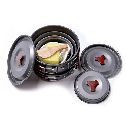 Outdoor 5-6 People Large-Capacity Outdoor Camping Portable Kitchen Set Non-Stick Pan, Suitable For Hiking And Picnic