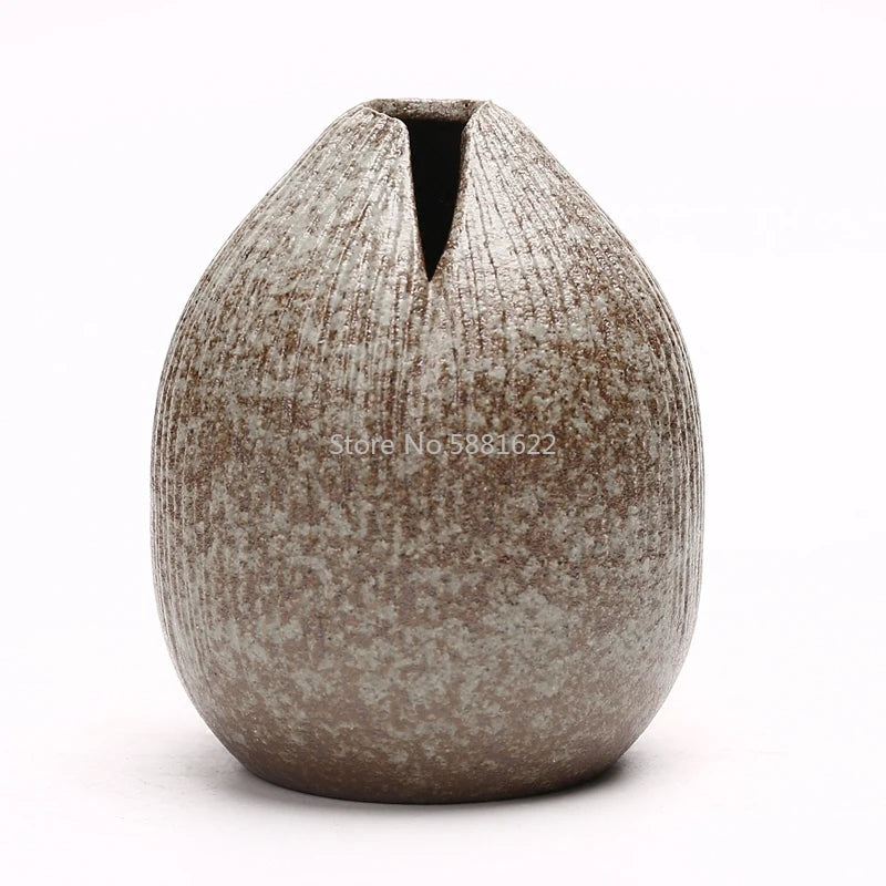 Stoneware zen small vase creative hand-made desktop decoration ceramic flower vase home retro vase Japanese-style vases