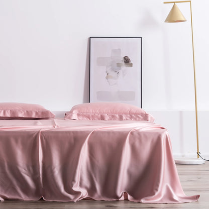 Liv-Esthete Summer Top Grade Nature 100% Silk Pink Bedding Set Women Bed Sheet Quilt Cover Set Pillowcase Queen King Bed Set