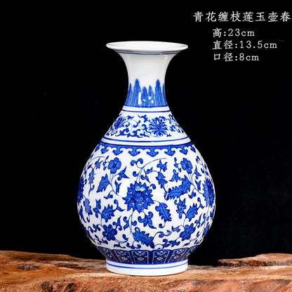 Blue and White Porcelain Vase Decoration living room flower arrangement antique decorative crafts Jingdezhen ceramics vases